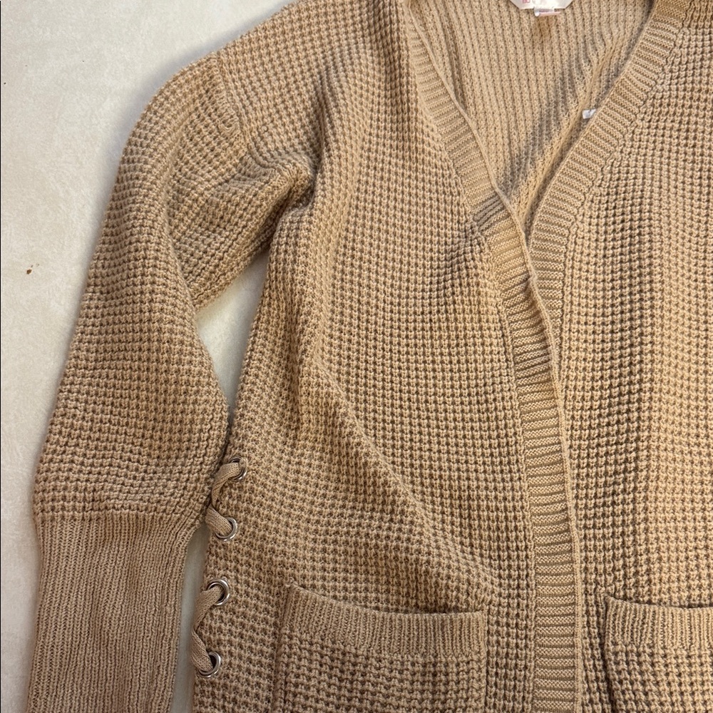 No Boundaries Women's Beige Knit Cardigan π― - Picture 3 of 12